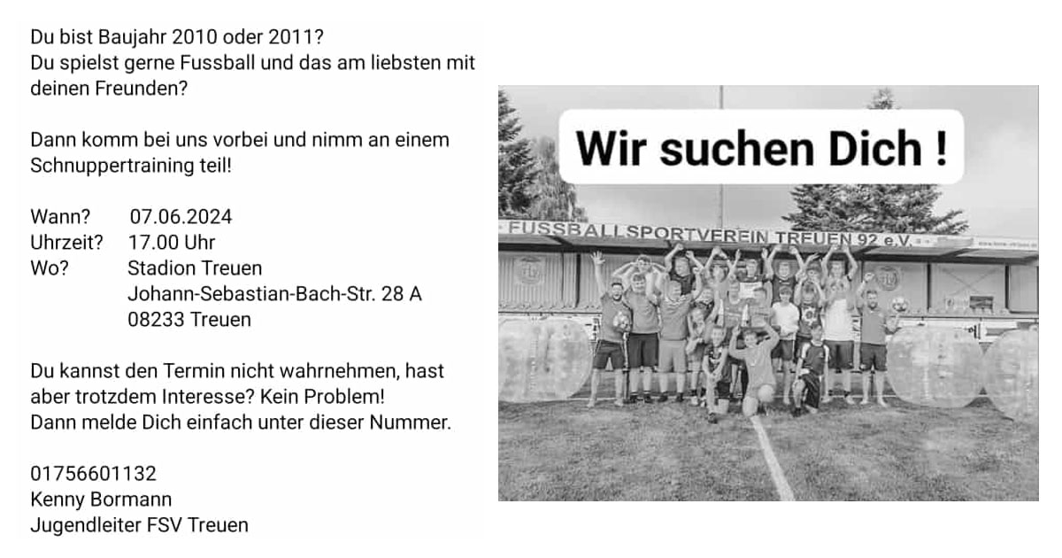 Nachwuchs gesucht FSV Treuen